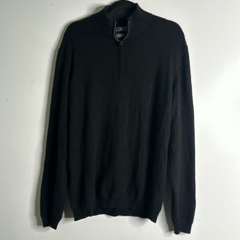 JWN  black quarter zip cashmere sweater size large